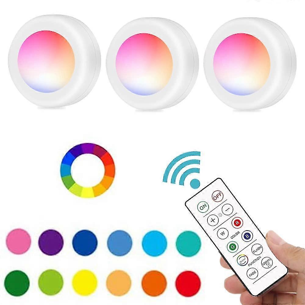 Wireless Under Cabinet Lights With Remote 3 Pack  16 Led Colour