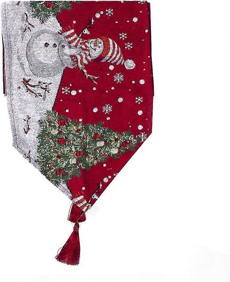 Christmas Tapestry Table Runner Red Rectangle Tablecloth Placemat For Dinner Table Indoor Or Outdoor Parties Home Decor,13"x71"(red)(1pcs)