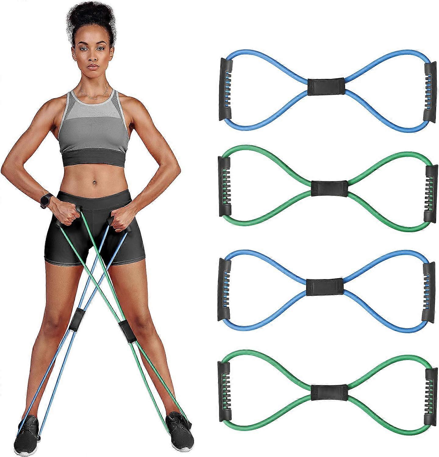 Resistance Bands with Handles - Exercise Tube Band Set of 4 for Arm and Shoulder Stretch