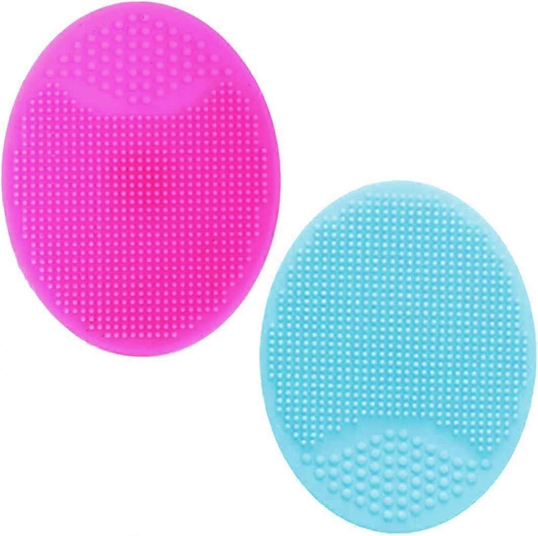 2 Piece Cleansing Brush Set Soft Silicone Cleansing Brush Pore Cleansing Exfoliating Massage (Rose Red + Green)