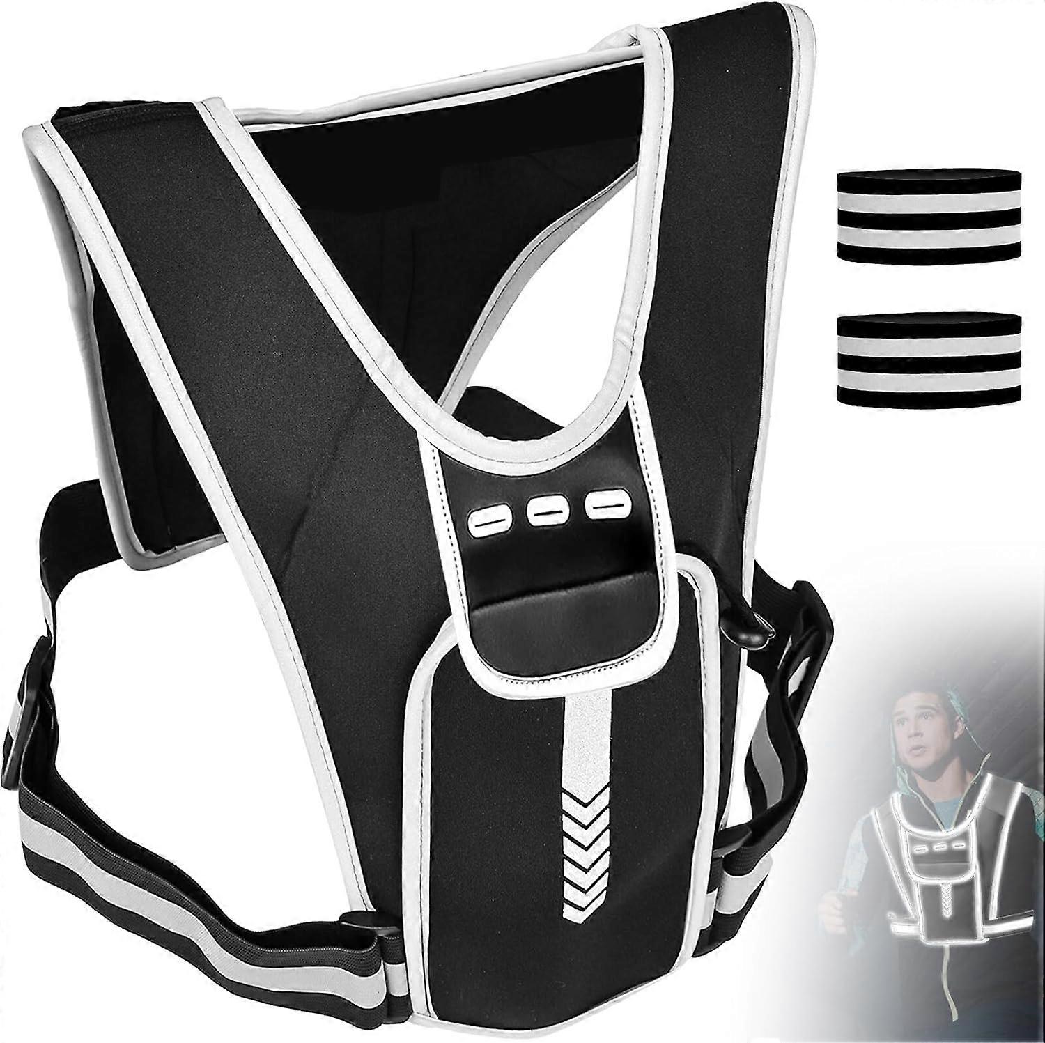 Reflective Night Backpack With Phone Holder Multi-pocket Adjustable Sbr Vest