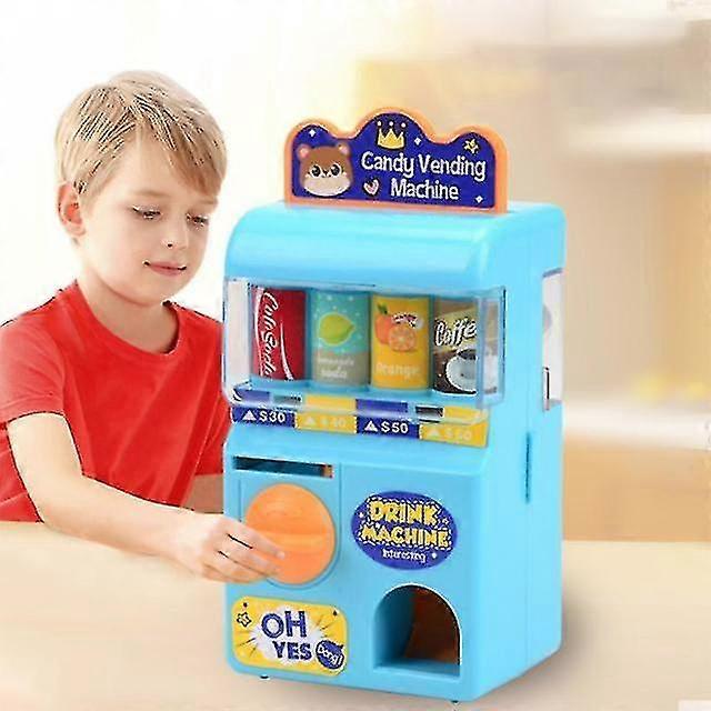 Mini Children'S Toys Simulation Shopping Set Shake Music Manual Scroll Pretend Play Kid Gifts(Blue)