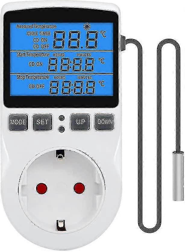 Digital Thermostat Socket, Temperature Controller 230v With Sensor, Lcd Screen Temperature Switch, Heating Cooling Thermostat Plug, Timer Day Night Te