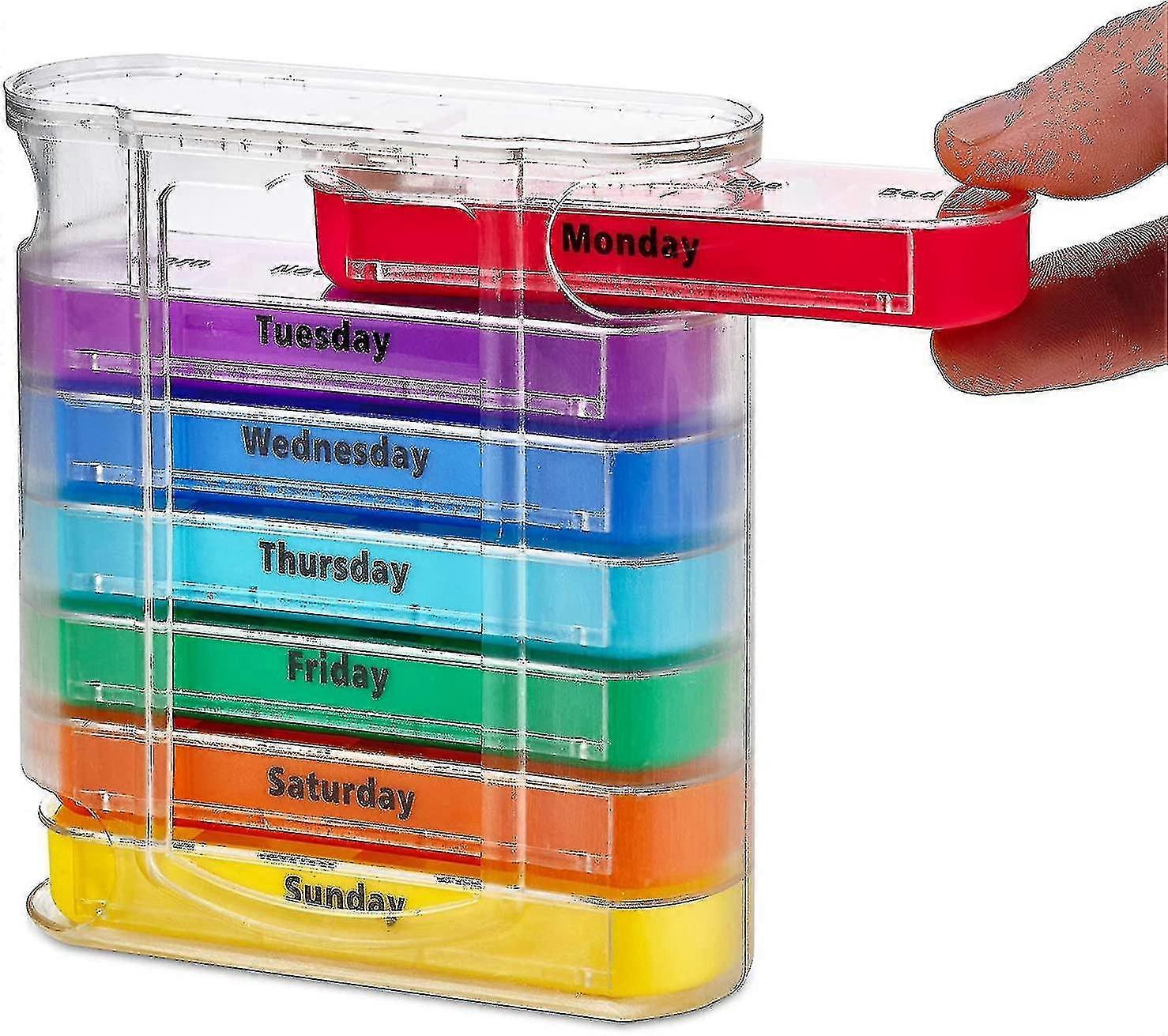 Weekly Pill Organizer, 4 Doses Per Day, Stackable AM/PM Pill Box