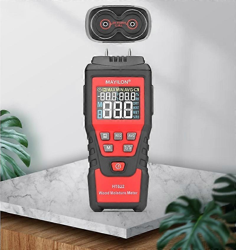 HT632 Digital Wood Moisture Meter Two Pins Humidity Hygrometer Concrete Cement Brick Detector Type LCD Display Mayilon-HT632 Standard