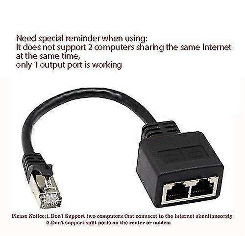 Network Splitter Adapter Cable, 1 Rj45 Plug To 2 Rj45 Jack Network Y Splitter Cable For Category 5e Ethernet, Category 6 Ethernet. (1 Item)