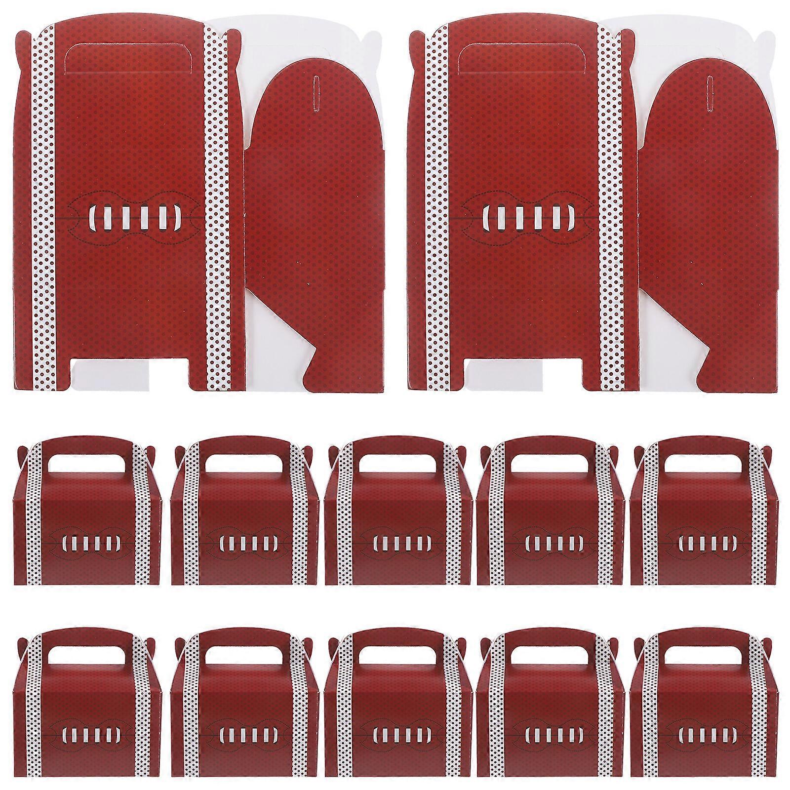 18pcs Rugby Pattern Treat Boxes Candy Boxes Goodies Boxes Present Boxes with Handles