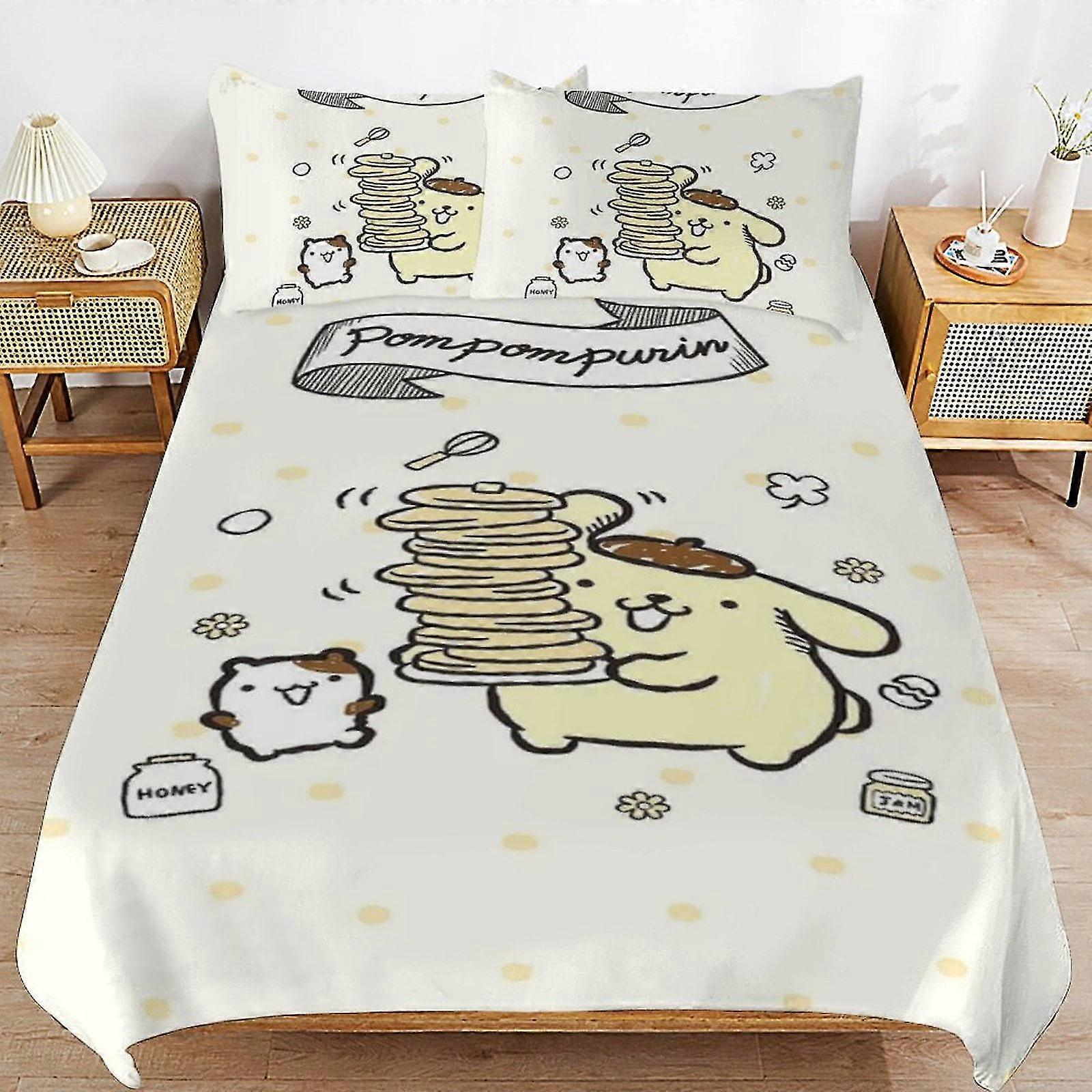 b853 ملاءات السرير غطاء غطاء لحاف بومبومبورين 3 قطع طقم مفروشات 1 غطاء لحاف و 2 غطاء سرير وسادة gb853