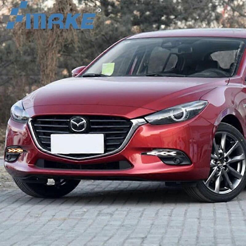 Car Flashing 2Pcs DRL for Mazda 3 Axela 2017 2018 LED car Driving daytime running light fog lamp with flow yellow turn Signal