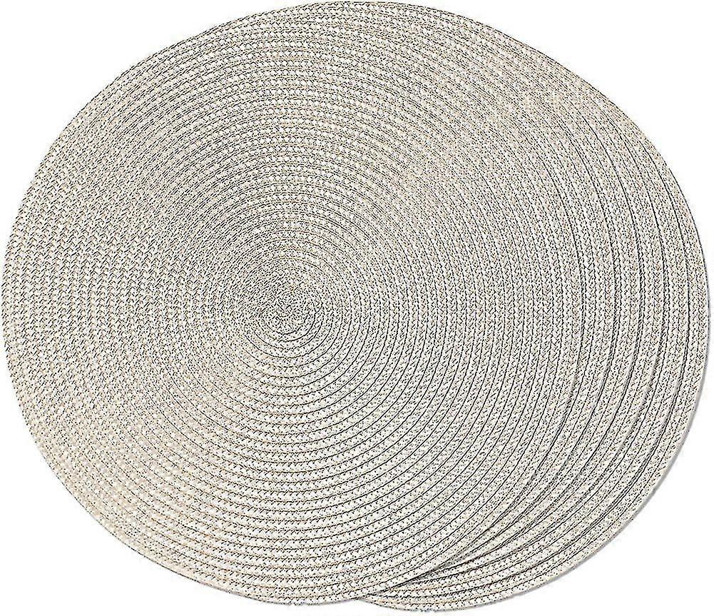 Round Braided Placemats Set Of 6 Table Mats For Dining Tables Woven Washable