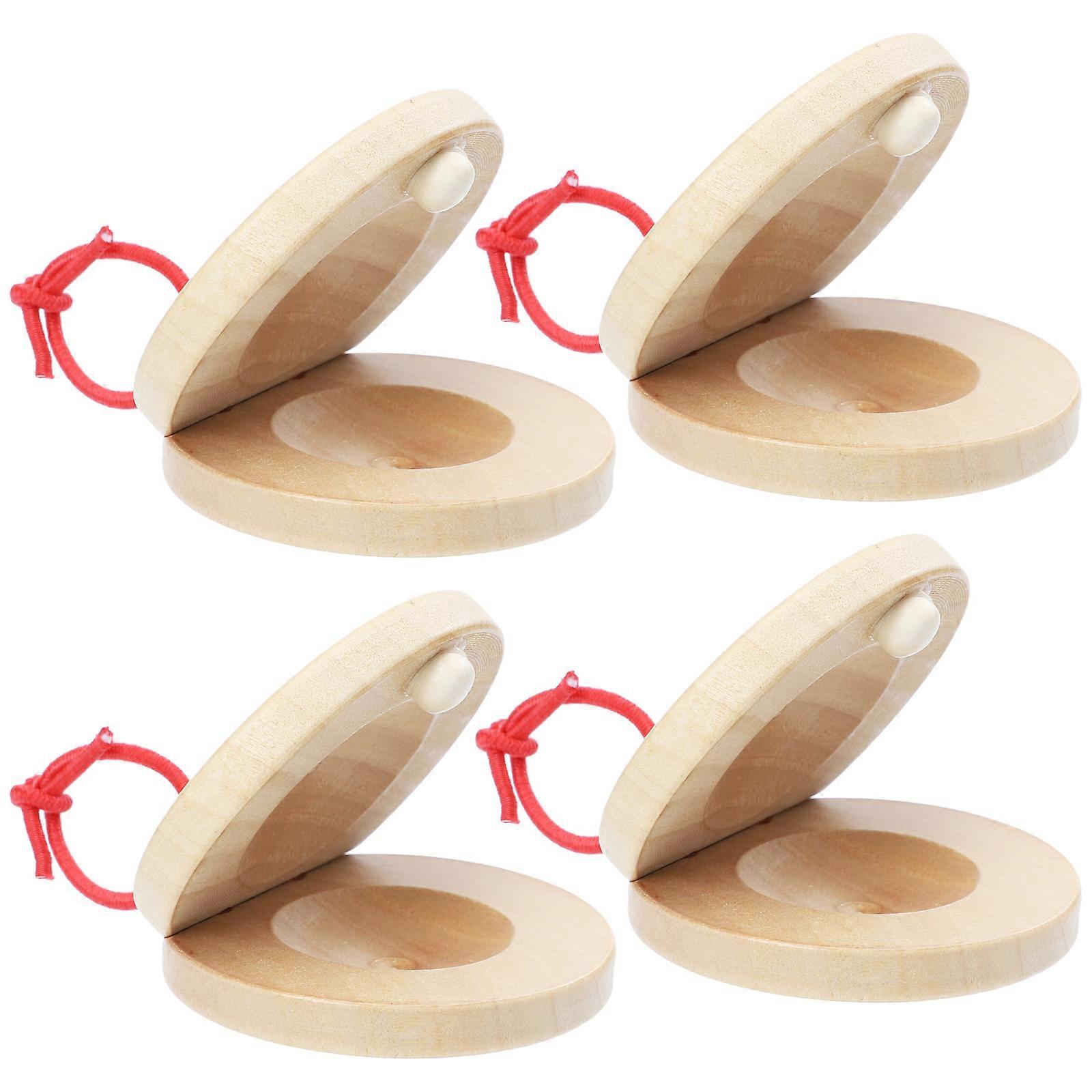 4 Pcs Jouets de développement Orff Castagnettes Castagnettes Bois Castagnettes en bois Castanet Enfants Castanet Orff Castanet