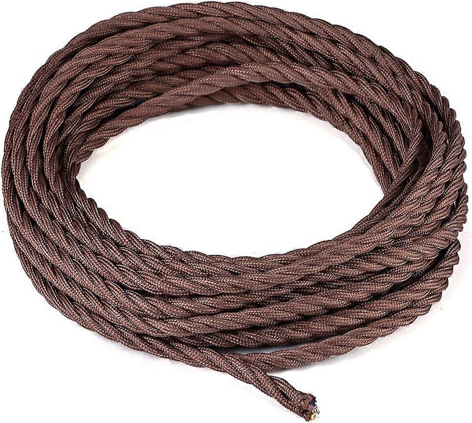 10M Brown 3-Core Vintage Braided Electrical Cable