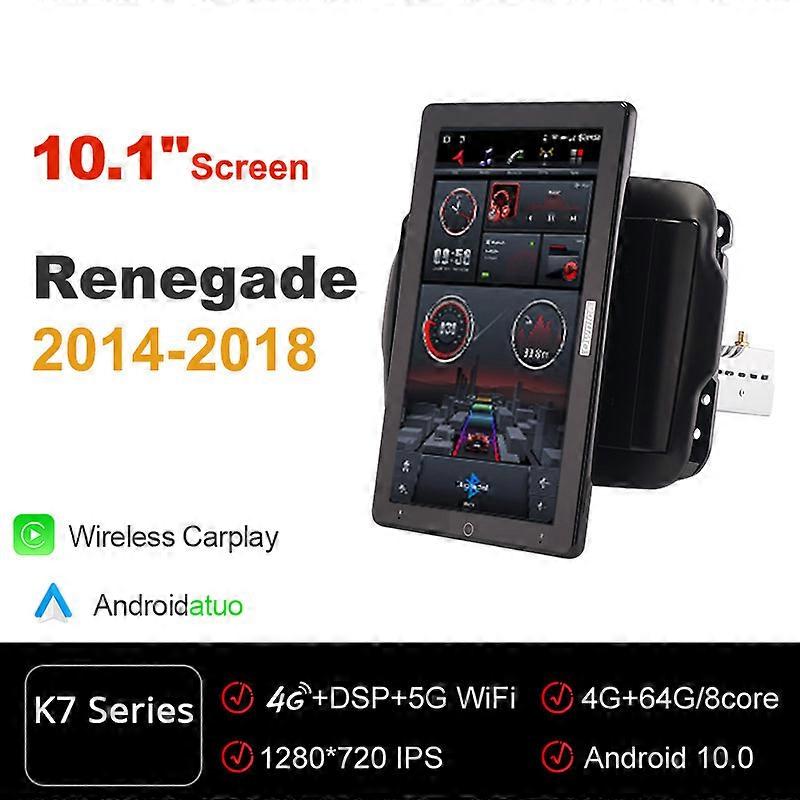 Tesla Style 13.3inch PX6 Android 10 Car DVD Player Auto Rotatable Navigation GPS Stereo Audio For Jeep Renegade 2014-2018 radio