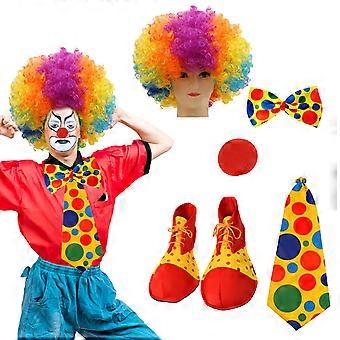 carnival dress up party Clown Costume Set Halloween Dotted Dress Up Supplies 5 Pcs Accessories Carnival  Party Theme