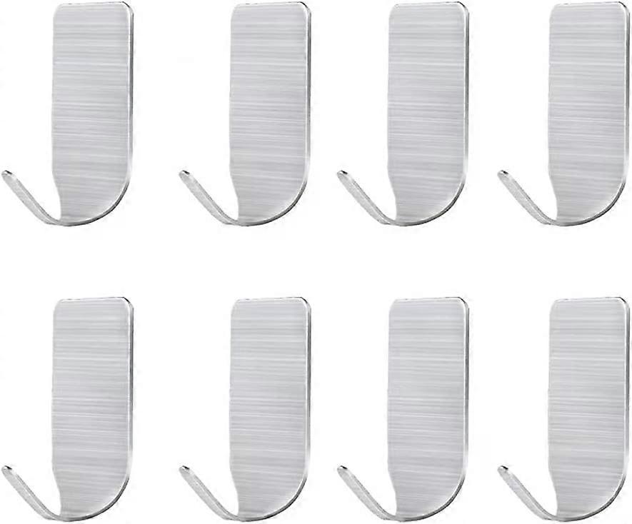 Self-adhesive wall hooks, 8 self-adhesive towel hooks without punching, stainless steel hooks, use