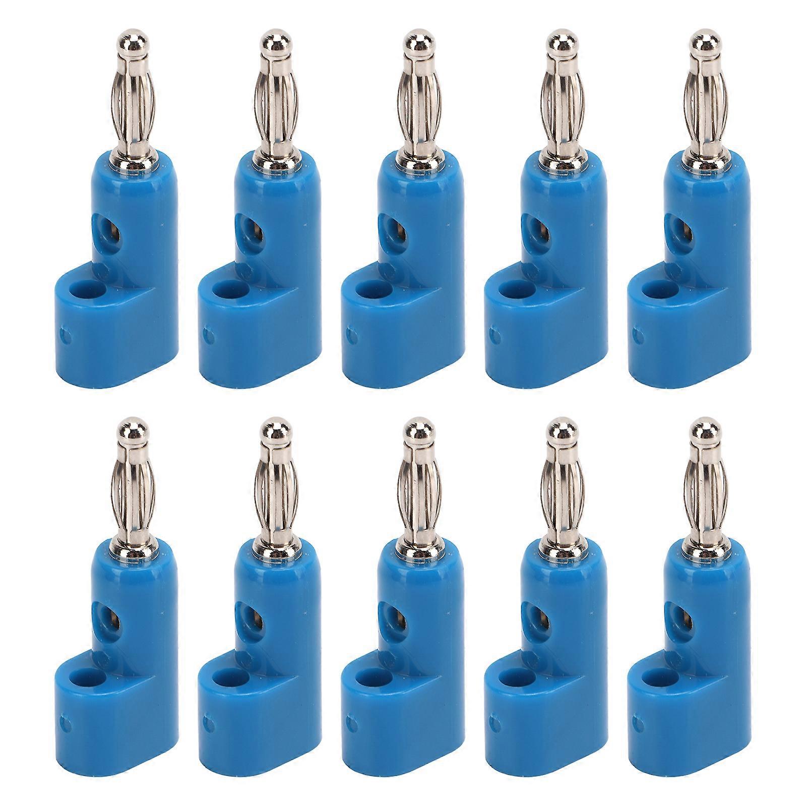10pcs 4mm Stackable Banana Plug Connectors Solderless Banana Plugs for Security AccessoriesBlue