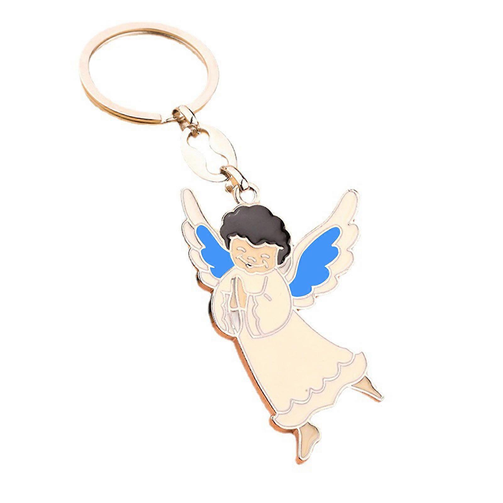Émail Ange Priant Porte-clés Charme Pendentif Artisanat Accessoire