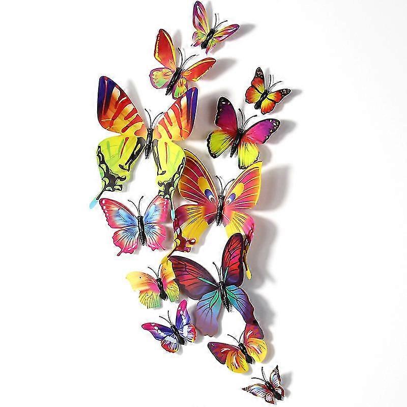 12 Pcs*6set  Butterflies For Garden Decoration 3d Stereoscopic Simulation Butterfly