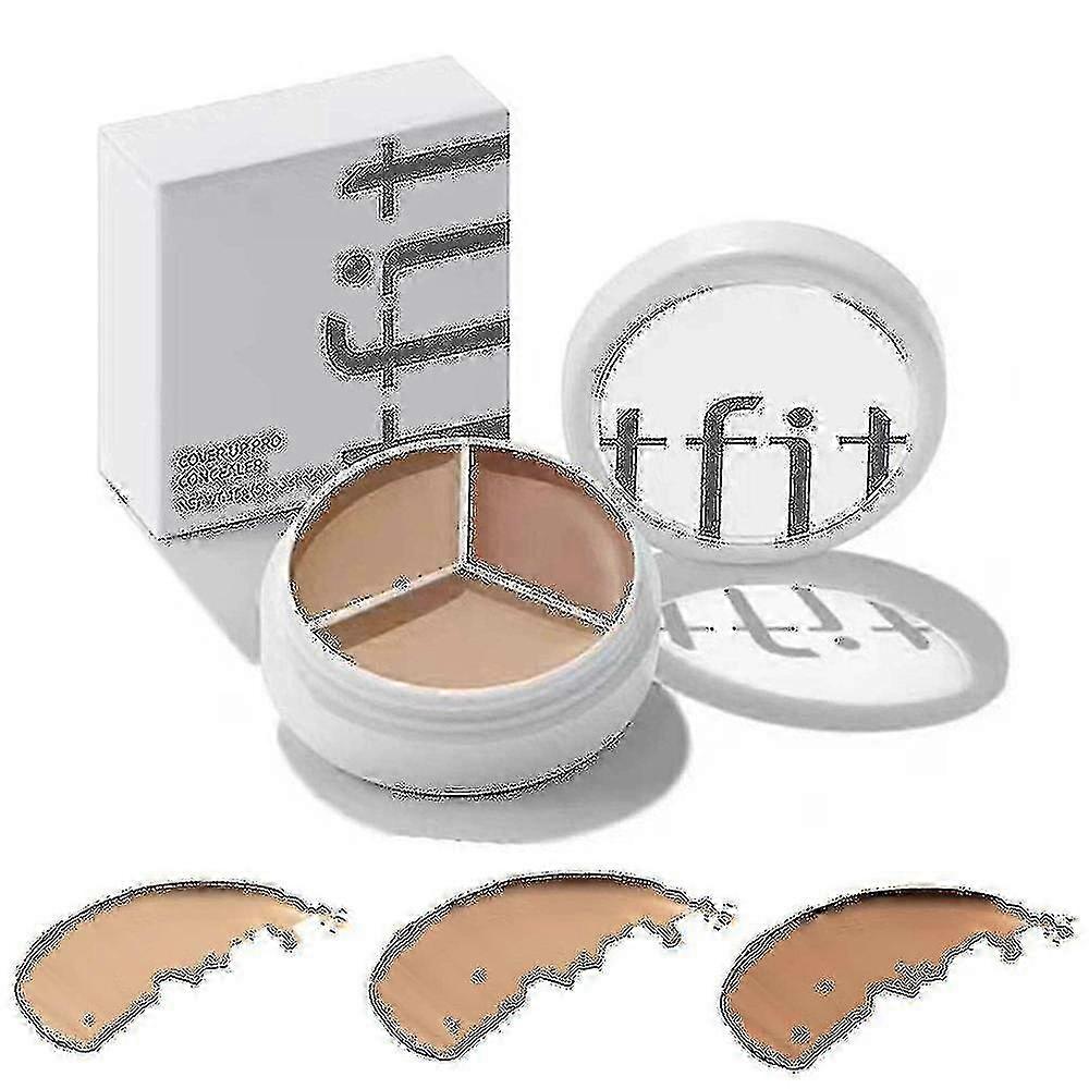 2pcs 3 In 1 Tfit Tri-color Concealer 15g Concealer Plate Covers Facial Spots, Acne, And Silky