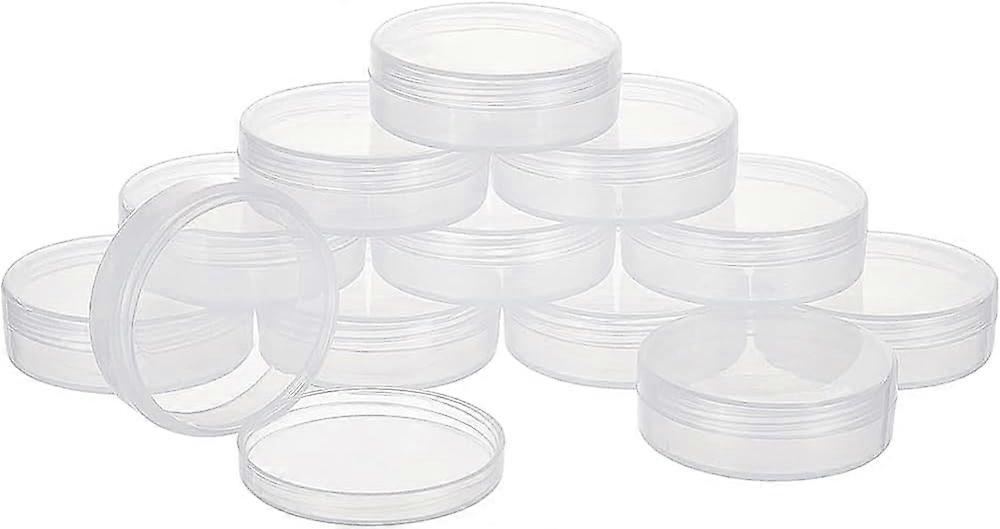 20Pack PP Round Bead Storage Containers Cylinder Bead Containers Clear Storage Organizer Box 2x0.7 inch with Screw Lids for Eye Shadow Beads Jewelry a