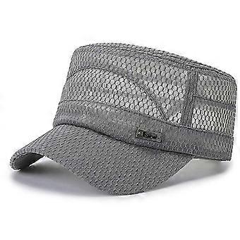 Adjustable Breathable Full Mesh Flat Hat Beach Sun Hat Outdoor Sun Hat (grey)