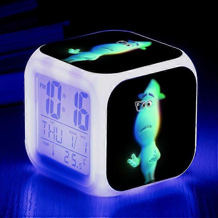 Anime Mind Adventure Colorful Alarm Clock LED Square Clock Digital Alarm Clock with Time, Temperature, Alarm, Date