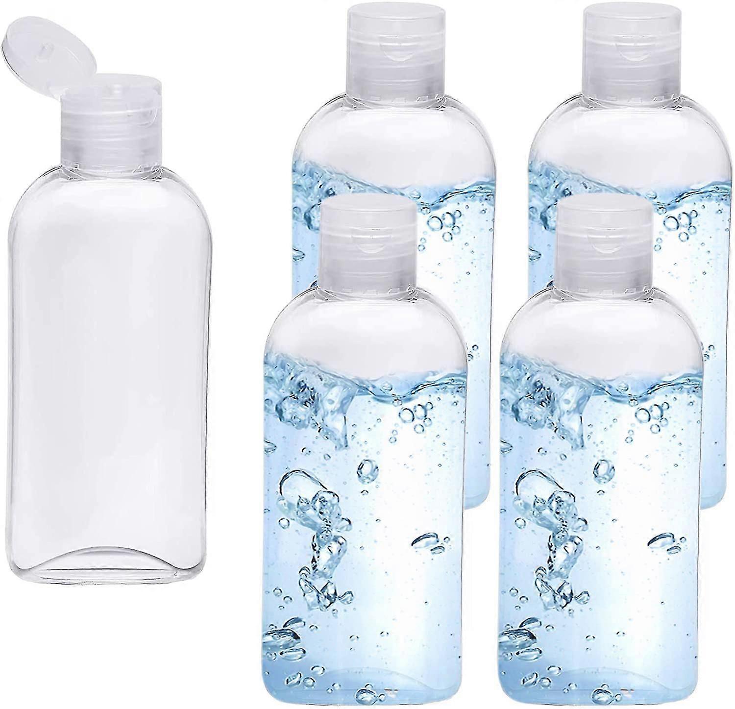 Clear Plastic Empty Squeeze Bottles 5 Pack 3.4oz\\/100ml With Flip Cap Tsa Travel Bottle Gift