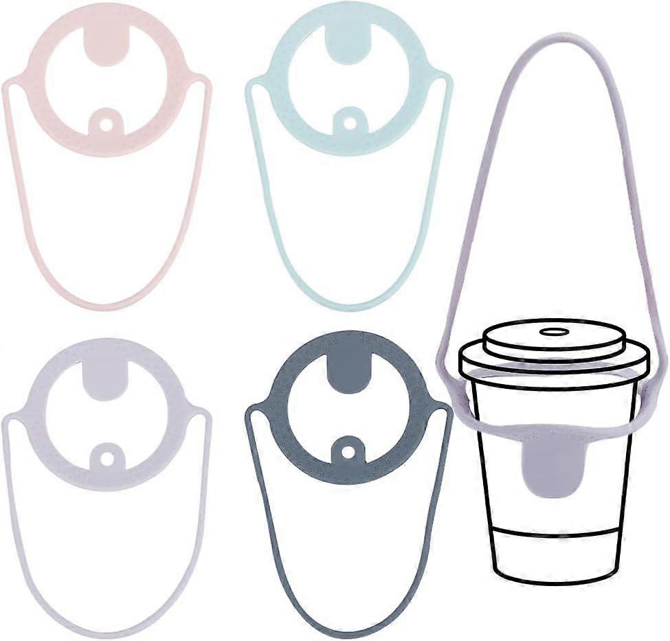 4 Pcs Reusable Silicone Coffee Carrier Mixed Color Portable Silicone Drink Carrier Takeout Cup Holder Coffee Carrier with Handle Tie for Traveling Tak