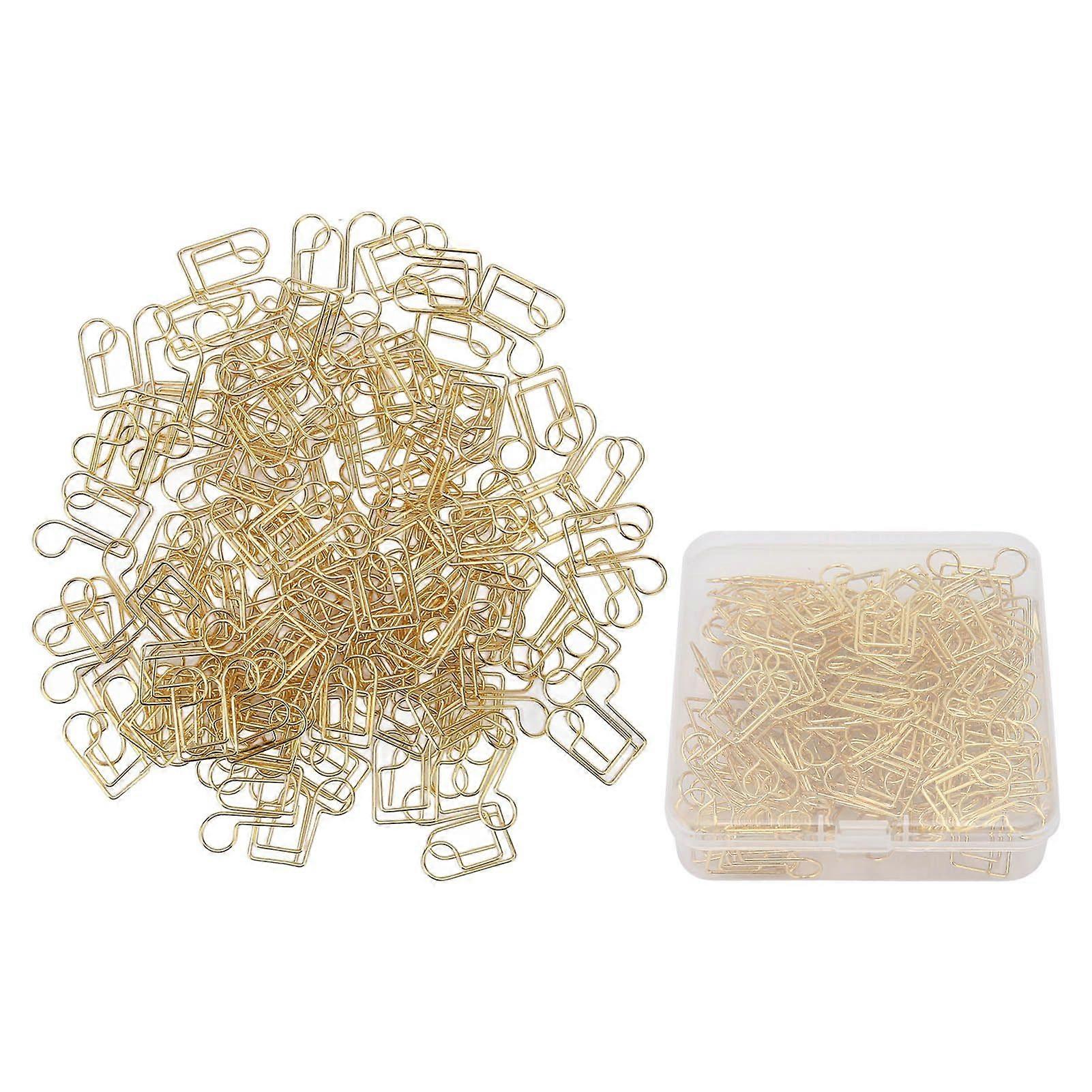 100pcs Shaped Paper Clips Prevent Slip Cute Decorative Metal Small Paperclips for Document Notebook Golden Musical Note