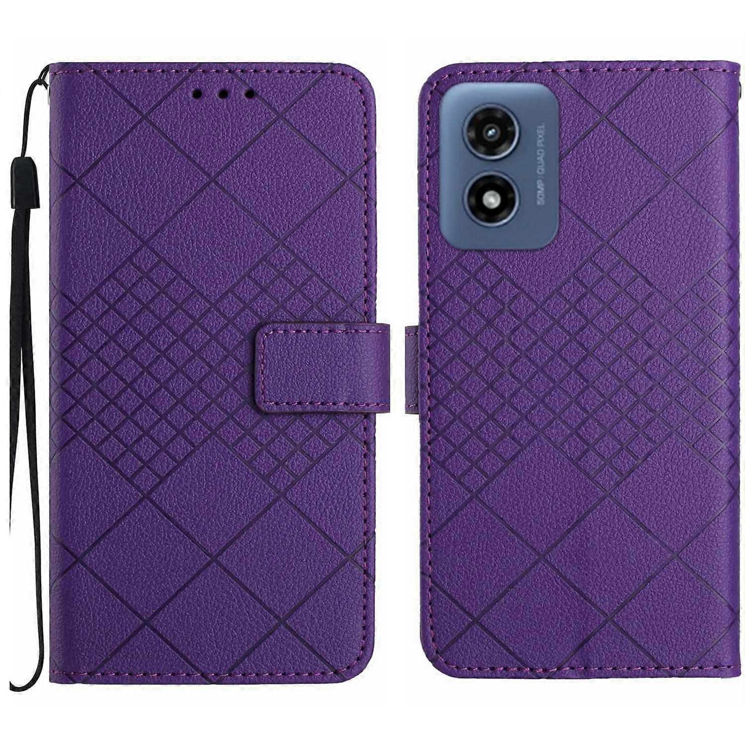Rhombic Grid Texture Leather Phone Case
