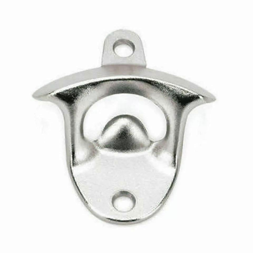 Stainless Steel Wall-Mounted Bottle Opener - Built-In Cap Catcher for Easy Use (14x6.5x9.5cm)