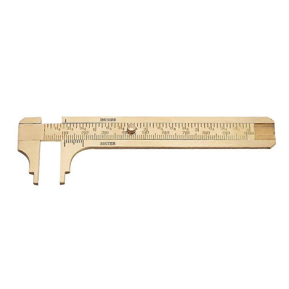 Handy Brass Vernier Caliper - Double Scale Measuring Tool - Mini Brass Pocket Ruler(Dual Scale 100mm)