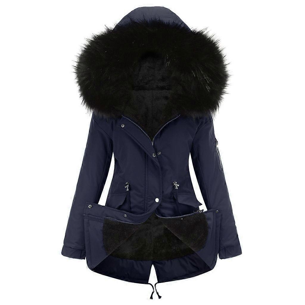 Halvlång vintervarm vadderad bomullsjacka med huva