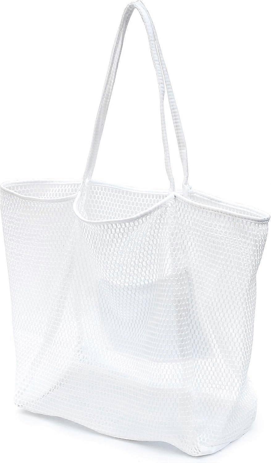 Mesh Beach Tote Bag,White