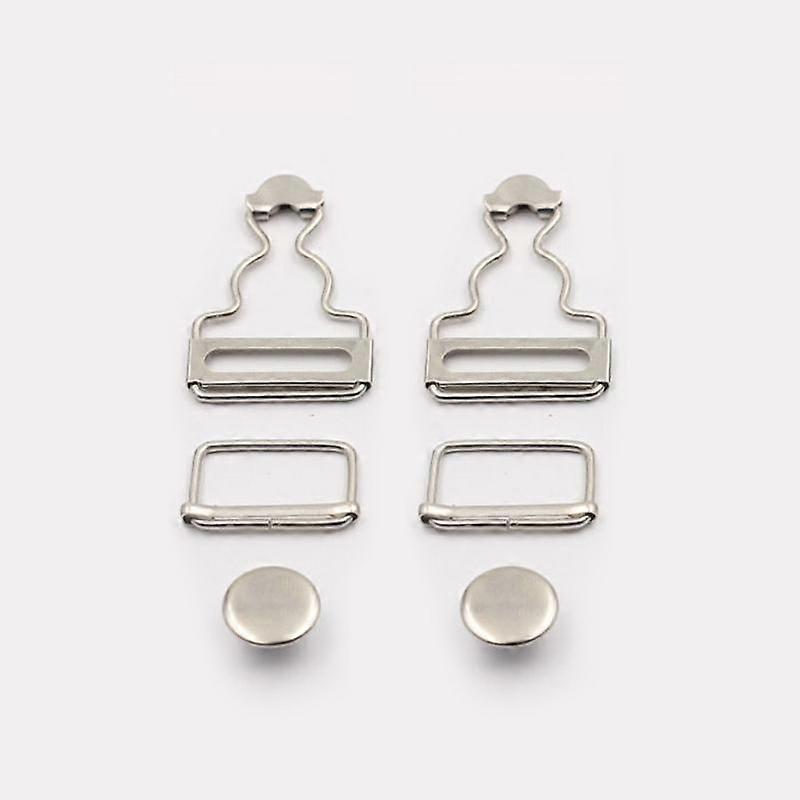 2Pcs/Set Suspenders Buckle Fastener Rivets Brace Clips Metal Button Overalls Jeans Pants for DIY Handmake Sewing Hardware Access
