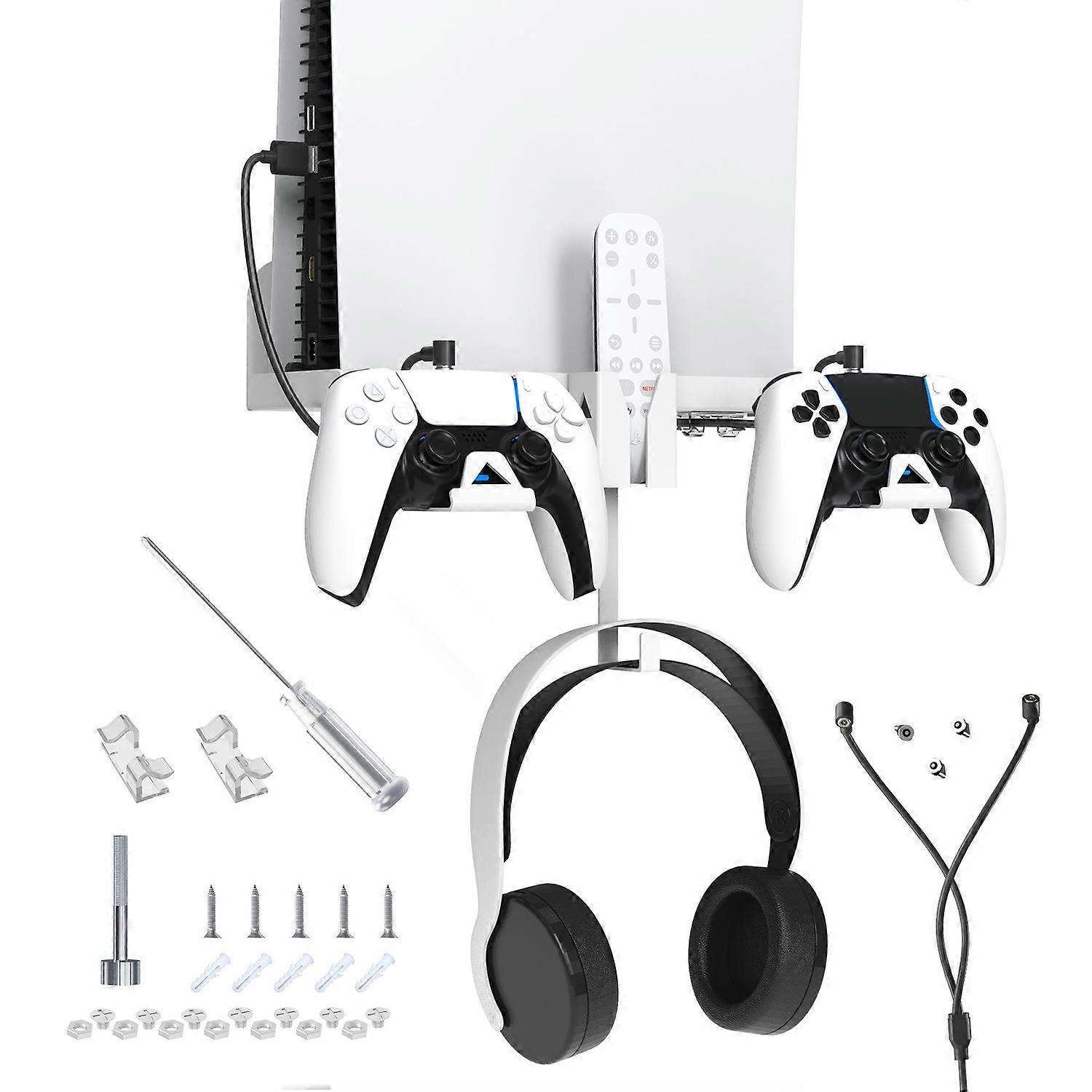JYS JYS-P5173 Multi-Function Wall Mount Kit for Sony PS5 Game Console Controller Holder with 2-in-1 