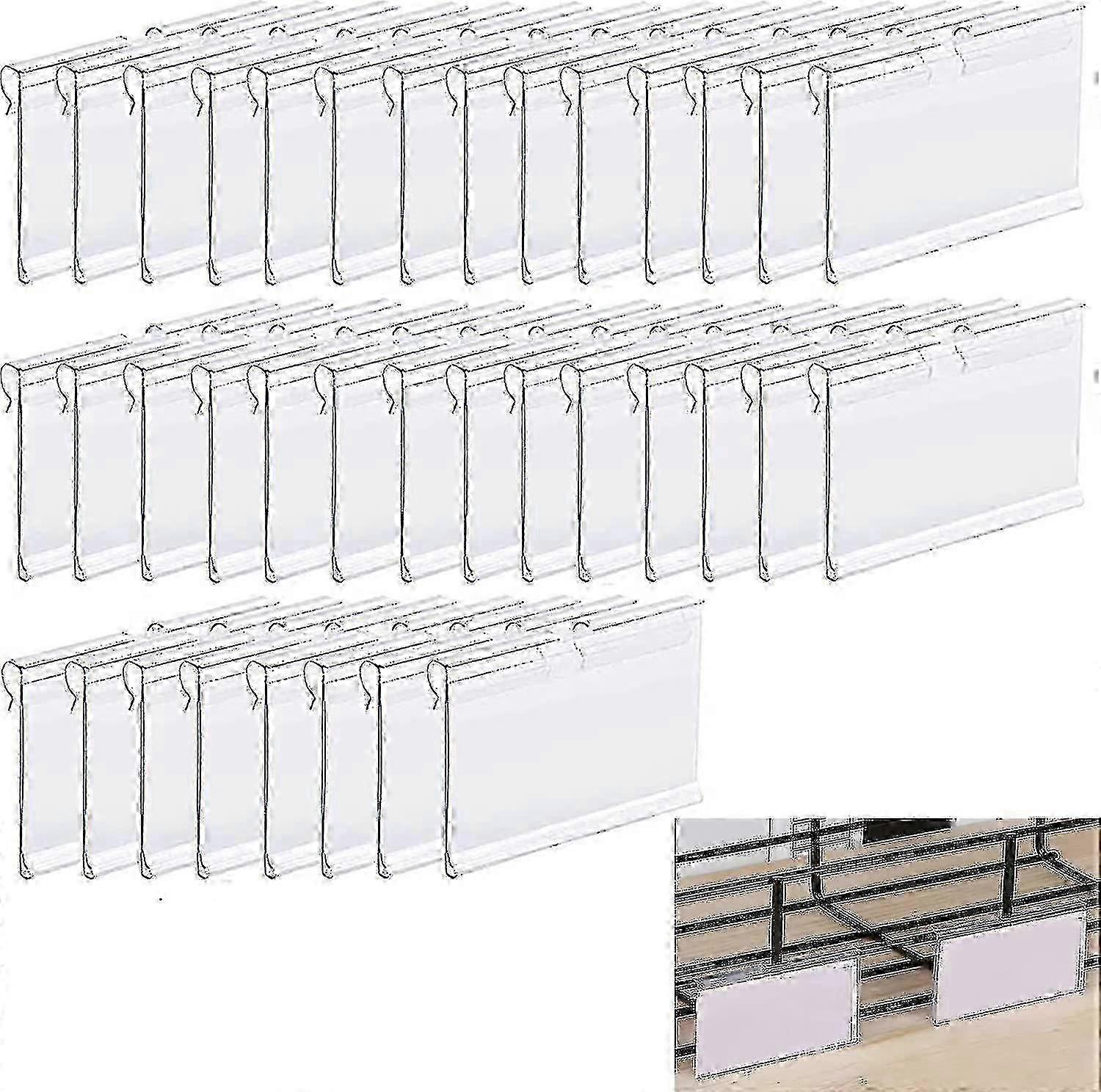 Pack Of 36 Transparent, Premium Pvc Label Holders, Plastic Price Tags Holder, Label Shelf Sign Display Holder, Rack Label Holder, For Wire Shelves, Sh
