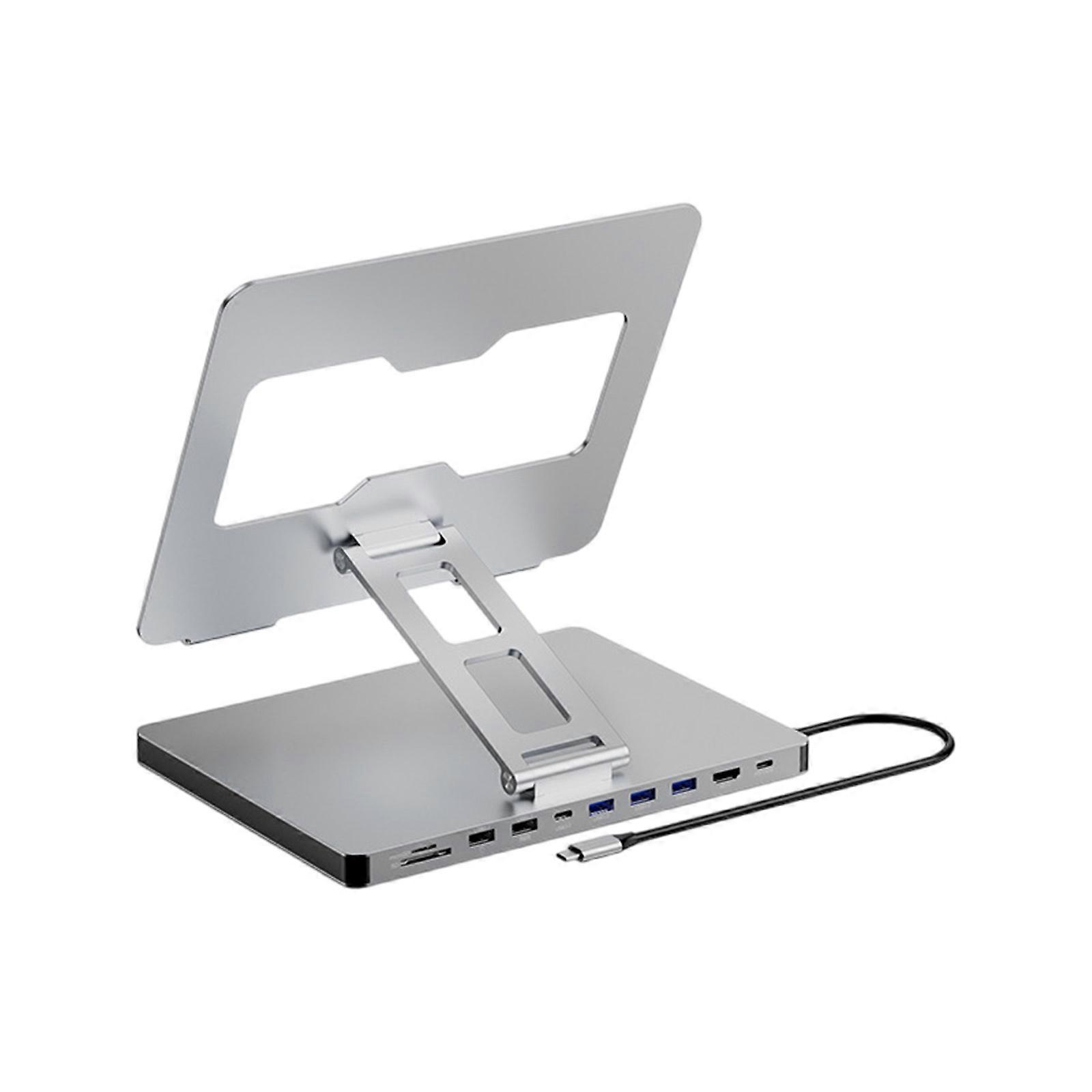 İş Seyahatinde Olanlar için 10 Bağlantı Noktalı 3USB3.0 PD100W 4K60hz Çıkışlı Dizüstü Bilgisayar Tutucu Özellikli Dizüstü Bilgisayar Standı Hub