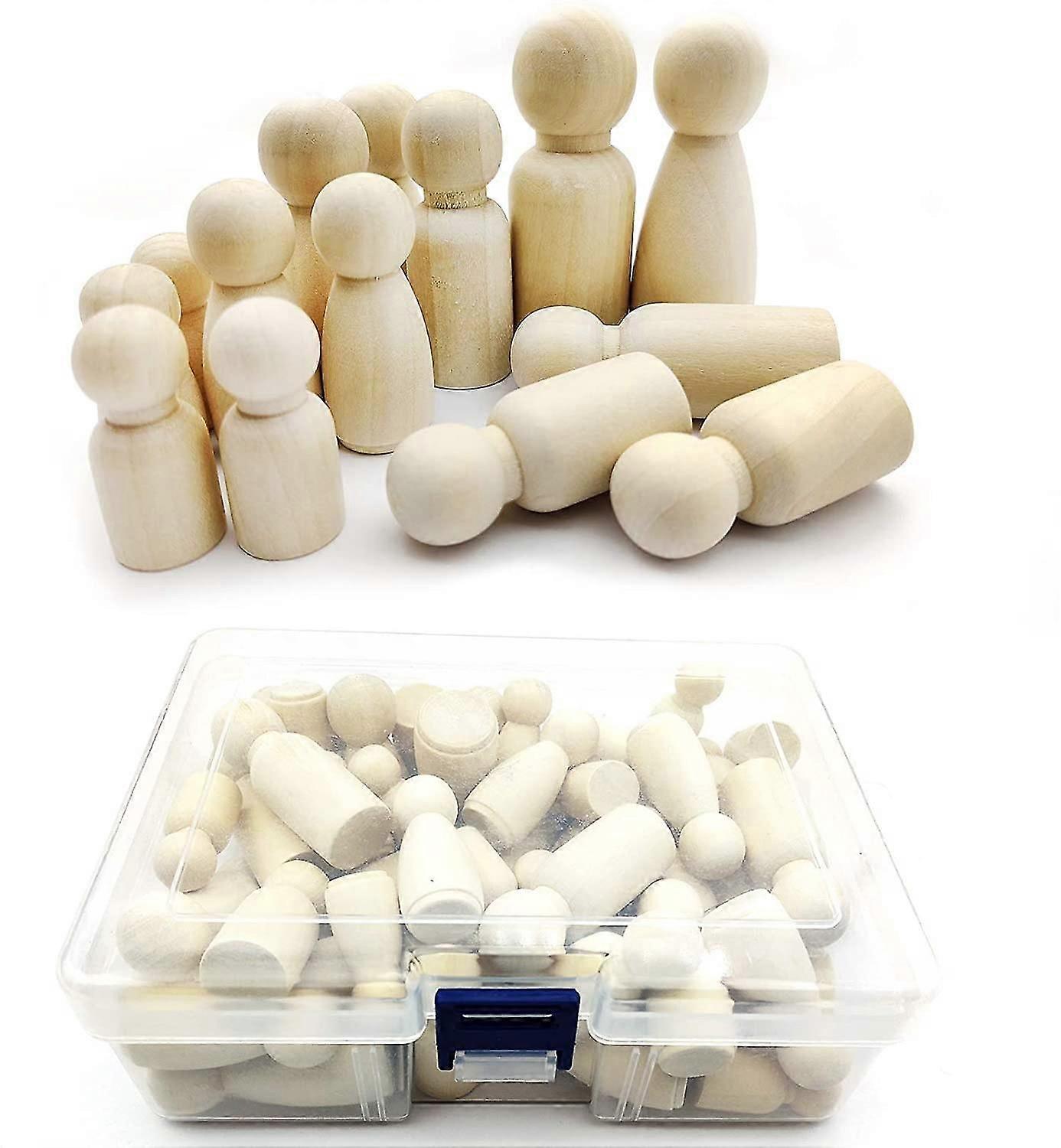 50個の木ペグ人形、木製ペグフィギュア未完成者、クラフトペグ人形