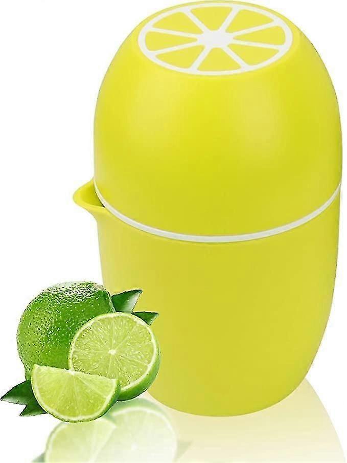 Manual Citrus Juicer with Unique Lemon Shaped Design Two Modes of Use for Different Fruits (Yellow)