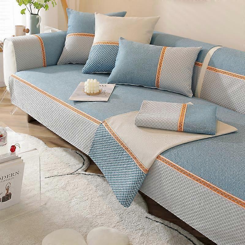 Cotton Linen Sofa Cover Simple Non-Slip Four Seasons Universal Living Room Sofa Protective Cover Color Matching Pet Anti-Scratch