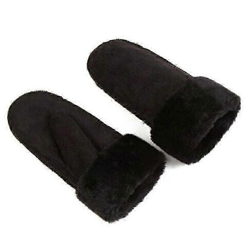 قفازات جلدية نسائية دافئة وأنيقة مع بطانة من جلد الغنم السميكة للاستخدام في الهواء الطلق