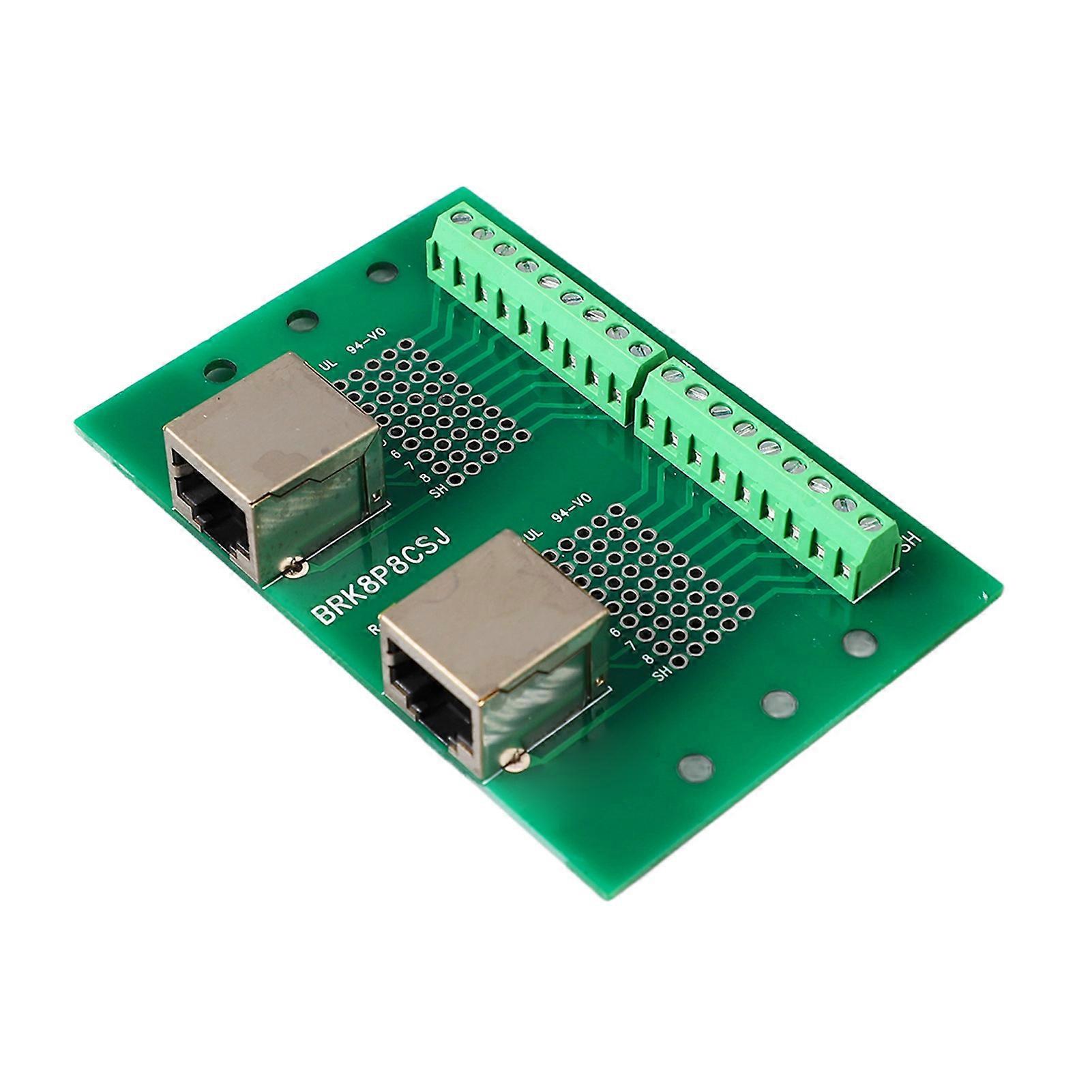 RJ45 Ethernet Connector Breakout Board Dual Network Port Input Screw Terminal Board with Bracket 