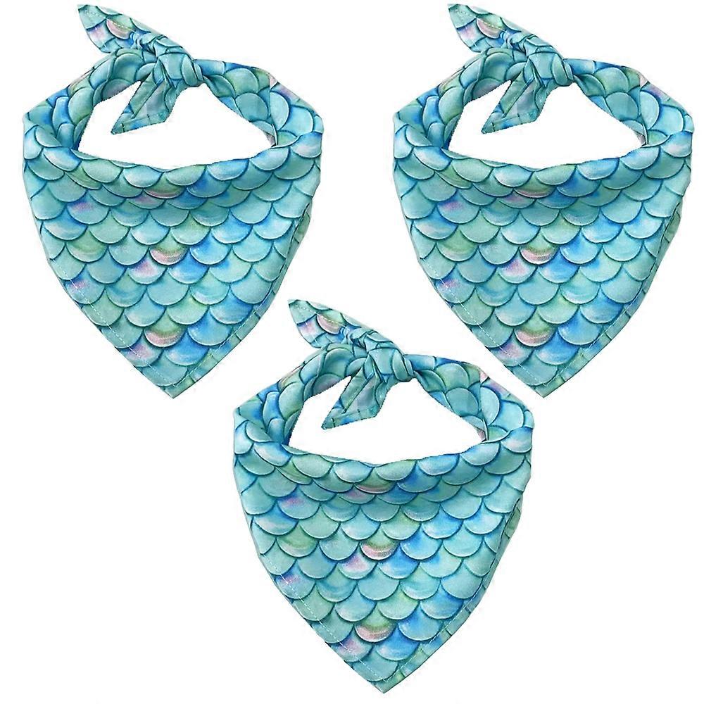 Versatile Pet Costume Accessories, Polyester Material for Multi-Scene Application, Mermaid Fish Scale Pattern Dog Bandana, Soft Breathable Fabric