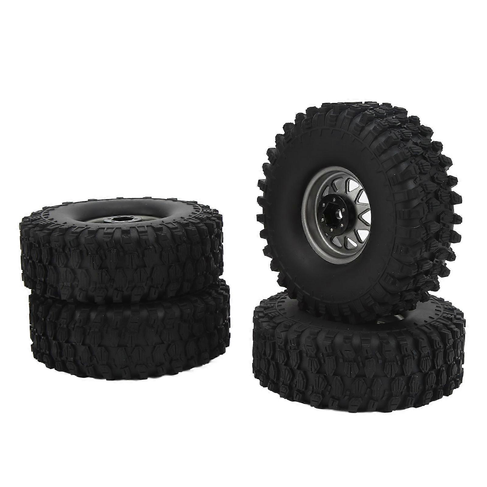 4Pcs 1/10 Maßstab RC Auto Räder Reifen Eisen Radnabe 1,9 Zoll Gummireifen für 1/10 Fernbedienung Auto Upgrade Zubehör Grau