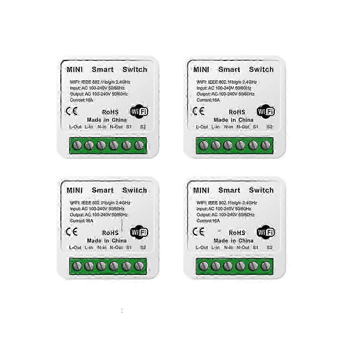 4 Pack Wifi Relay Switch, Wireless Light Switch Remote Control Voice Control Outlet Timer Work With High quality
