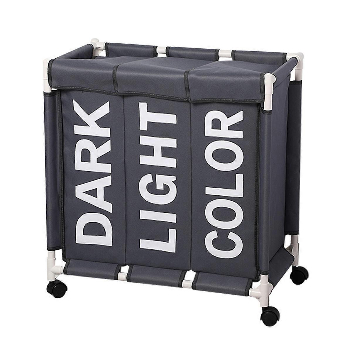Efficient Collapsible Laundry Hamper, Oxford Cloth Three-Section Sorting Basket