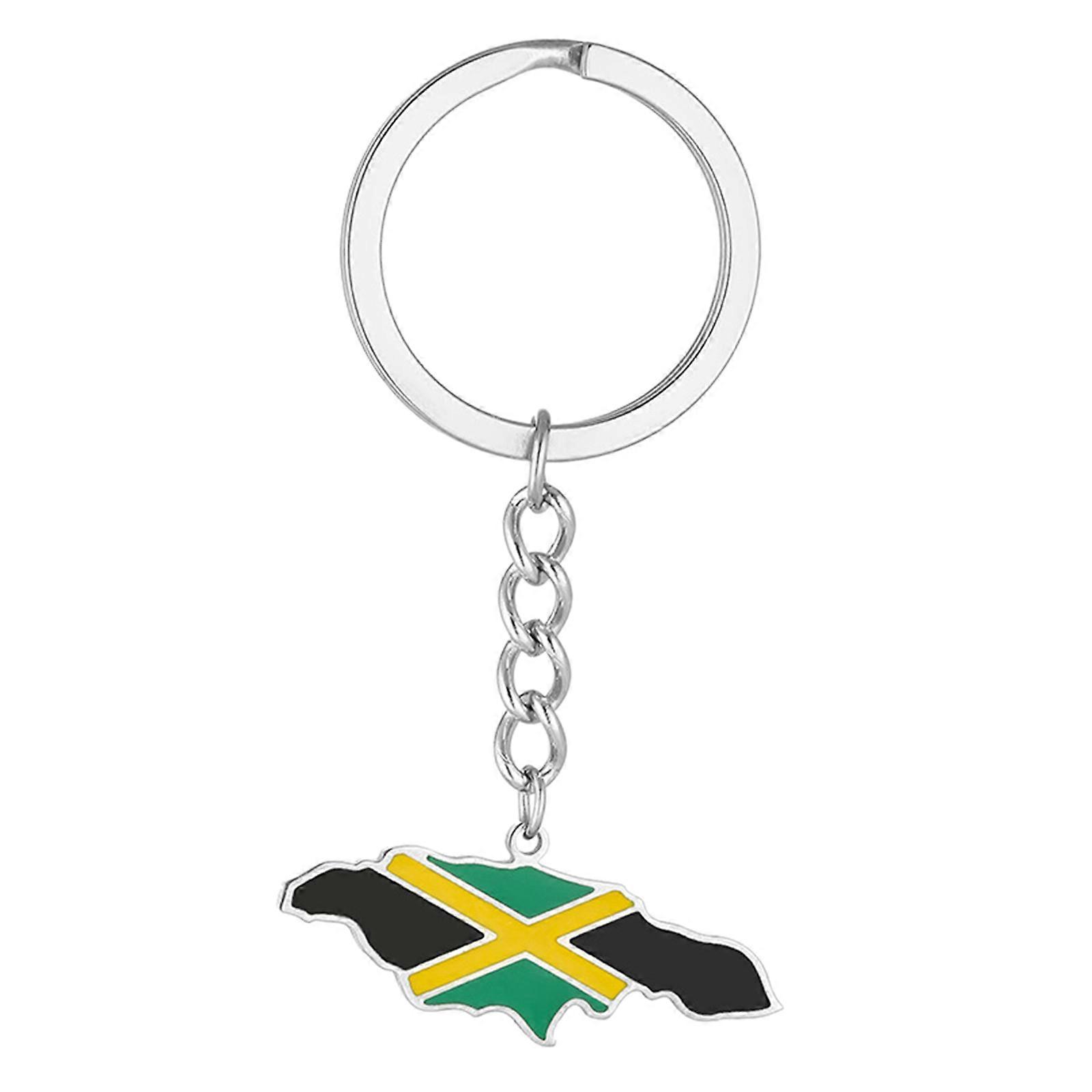 Stainless Steel Keychain Map Flag Shape Keyring Comfortable Backpack Car Charm Ethnic Style Keyholder Map Keychain  Silver