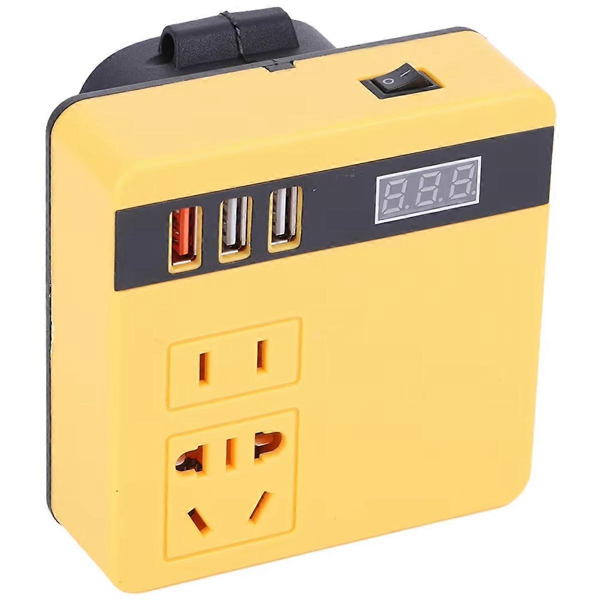 120W Lithium Battery Inverter DC18V-21V to AC 220V Electric Inverter Inverter for Inverter (Yellow)