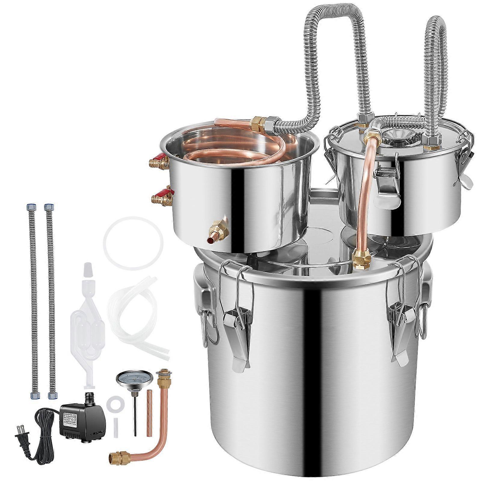 2.7Gal Usage domestique Moonshine Still Brewing Acier Inoxydable Double Fût D’eau